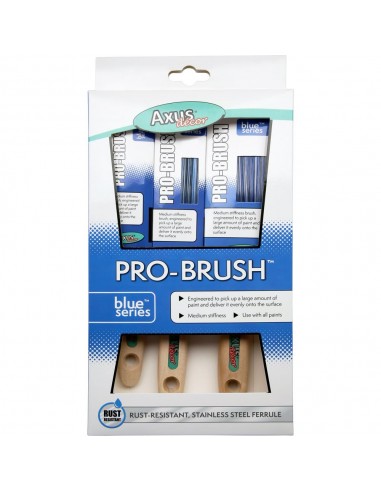Axus Decor Blue Pro-Brush 3 Piece Brush Set
